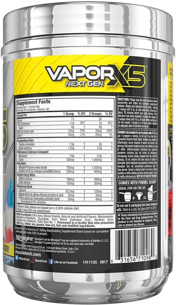 VAPOR X5 NEXT GEN X 30 SERV MUSCLETECH - Imagen 2